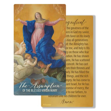 Greatness of the Lord Assumption of Mary Prayer Card – Diocesan