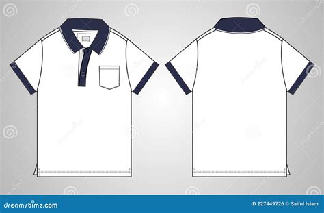 Polo Shirt with Pocket Technical Sketch Vector Illustration Template ...