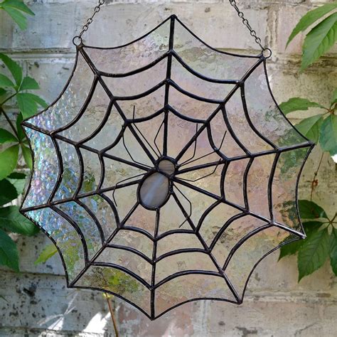 Amazon.com: Stained Glass Spider Web Suncatcher, Spiderweb Panel for ...