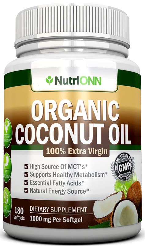 ORGANIC COCONUT OIL Capsules - 180 Softgels - 4000 MG Daily - Cold ...