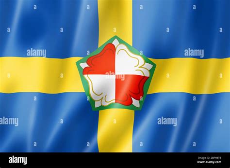 Pembrokeshire County flag, United Kingdom waving banner collection. 3D ...