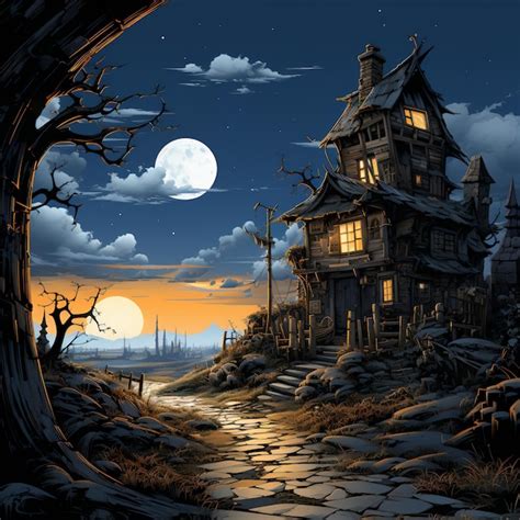 Premium AI Image | Spooky Haunted House in a Dark Forest