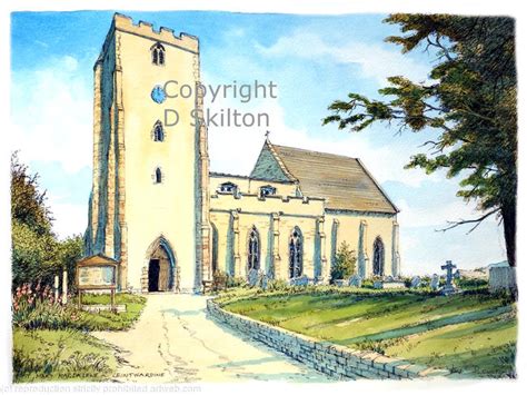 Leintwardine Church St Mary Magdalene watercolour as a greeting card, notelet thank-you card or ...