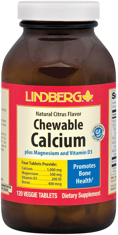 Chewable Calcium plus Magnesium and Vitamin D3, 120 Chewable Tablets | Piping Rock Health Products