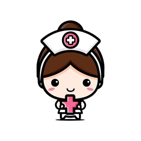 Premium Vector | Cute nurse holding a medical symbol