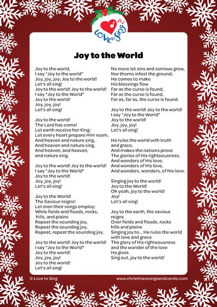 Joy to the World Lyrics | Christmas Songs & Carols - Love to Sing