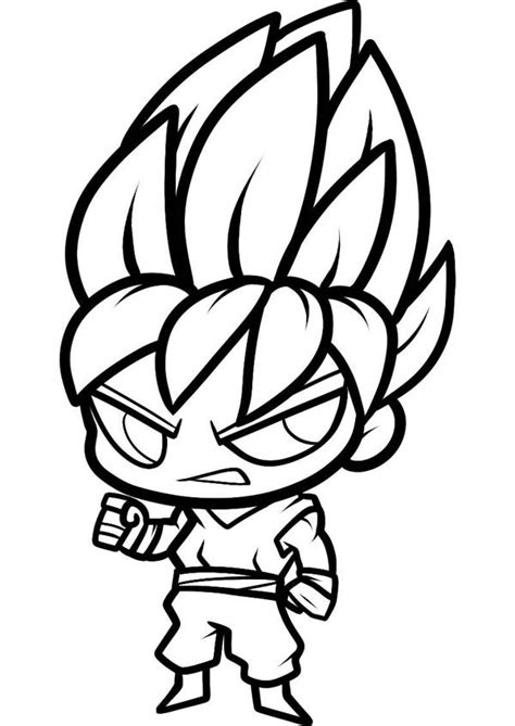 Chibi Son Goku Super Saiyan Coloring Page - NetArt | Super coloring ...