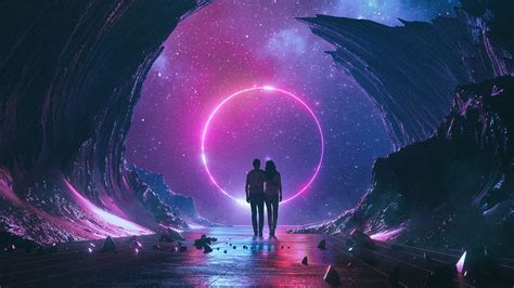 Wallpaper couple, starry sky, art, space, hugs hd, picture, image