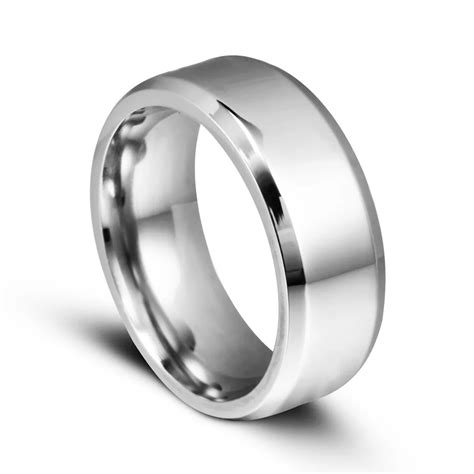 Classic simple men's titanium steel ring width 8mm domineering men's metal ring bevel design 3 ...