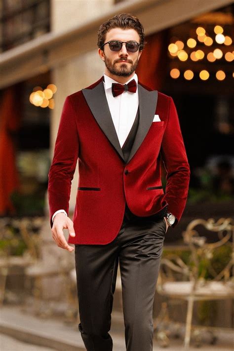 Bordeaux Velvet Slim-Fit Tuxedo 3-Piece - VIOSSI in 2023 | Slim fit tuxedo, Slim fit suit men ...