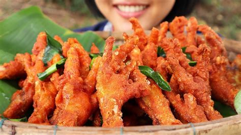 ตีนไก่ทอดพริกแกง/Deep fried chicken feet /ASMR | Fried chicken, Deep ...