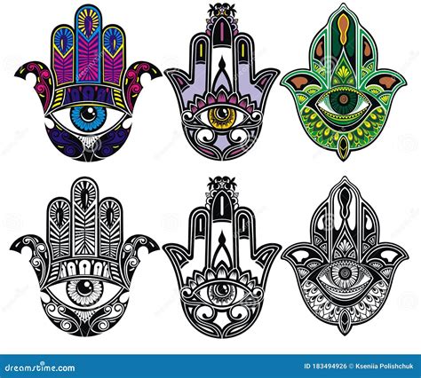 Hamsa Hand, Hand of Fatima - Amulet, Symbol of Protection from Devil Eye Stock Vector ...