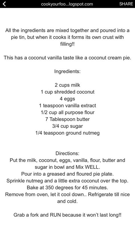 Pin by Sandie Krooswyk on Dessert | Coconut cream pie, Pie tin, Coconut ...