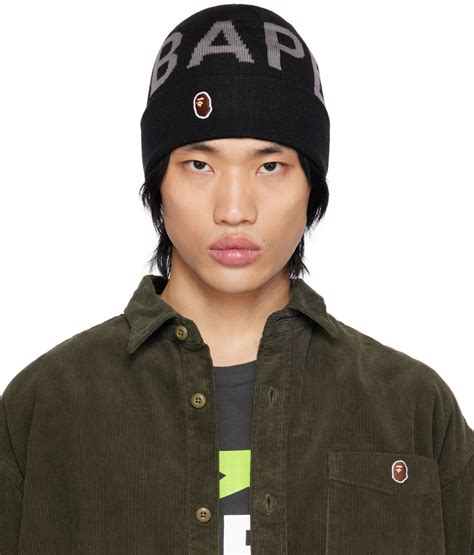 BAPE: Black Jacquard Beanie | SSENSE