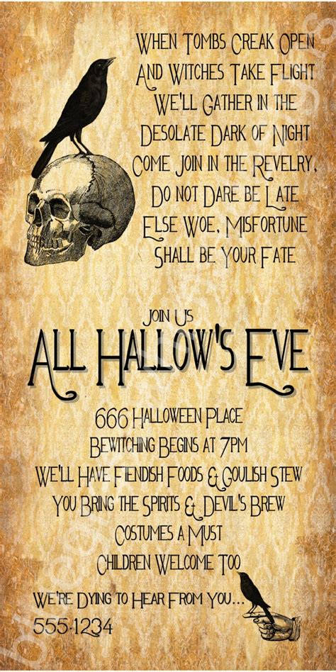 All Hallow's Eve Halloween Party Invitation 4x8 5x7 4x6 | Etsy