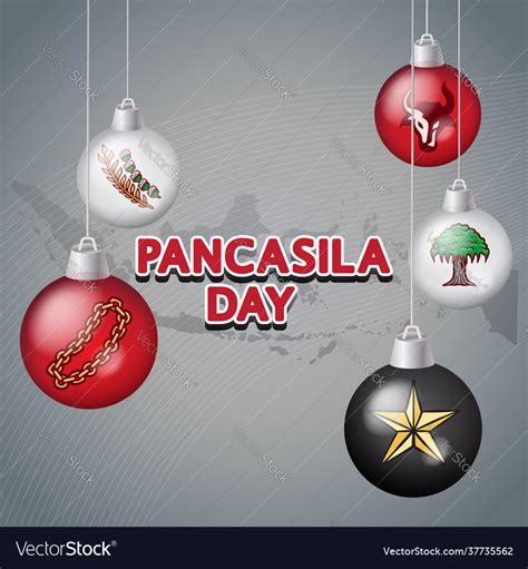 Pancasila day with pancasila symbols handdrawn Vector Image