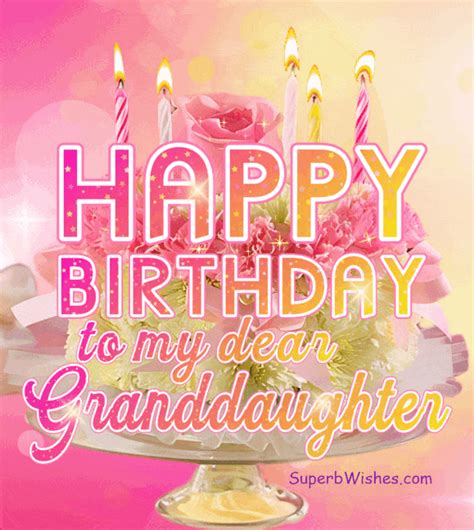 Pink Floral Birthday Cake GIF - Happy Birthday, Granddaughter | SuperbWishes