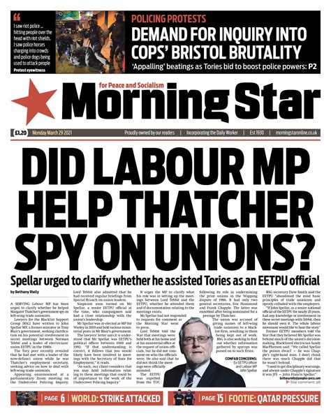 MORNING STAR: Did Labour MP help Thatcher spy on unions? : r/LabourUK