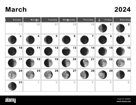 March 2024 Lunar calendar, Moon cycles, Moon Phases Stock Photo - Alamy