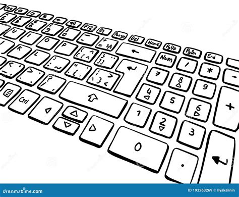 Keyboard Keys Sketch. Enter Key. Black and White Drawing. Printable ...