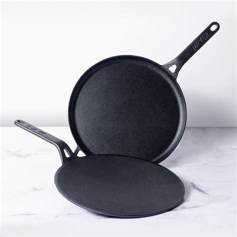 Buy Meyer Pre-Seasoned Cast Iron Flat and Curved Tawa Set - PotsandPans ...