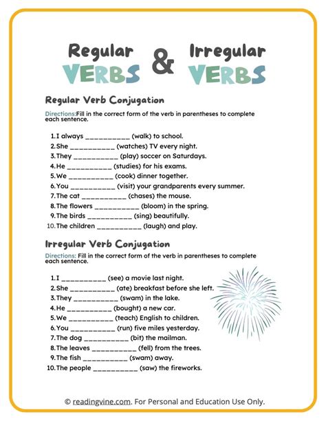 Irregular Past Tense Verbs Worksheets - ReadingVine