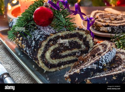 Makowiec - traditional Polish Christmas poppy seed cake with nuts Stock Photo - Alamy