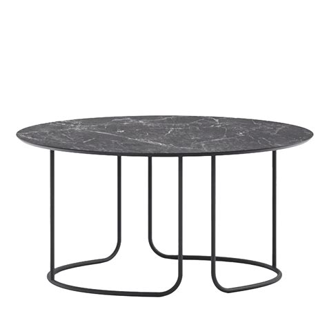 Scala Round Lava Stone & Black Coffee Table by Marco Piva Alma Design | Artemest