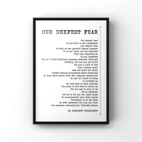 Marianne Williamson Poetry : Poetry Quote Printable Our Deepest Fear Inspirational Wall Art ...