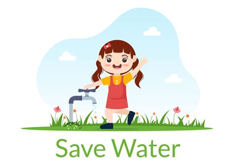 Water Saving Templates Hand Drawn Flat Cartoon Illustration for Mineral ...