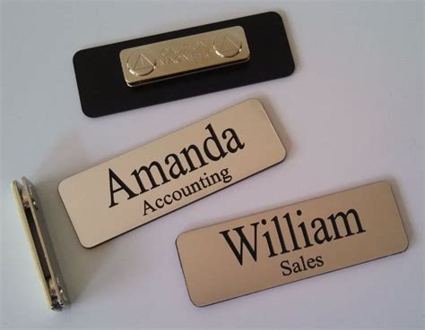 Custom Employee Name Tag smth Silver w Corner Rounds & magnet attachment 1" x 3" | Name tags ...