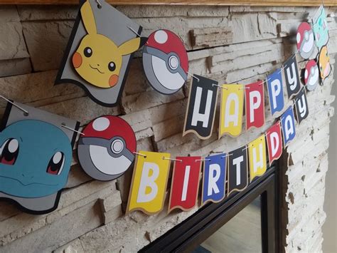 Pokemon inspired birthday banner pokemon go birthday pokemon | Etsy ...