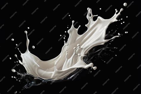 Realistic vector illustration of milk splash on black background | Premium AI-generated image