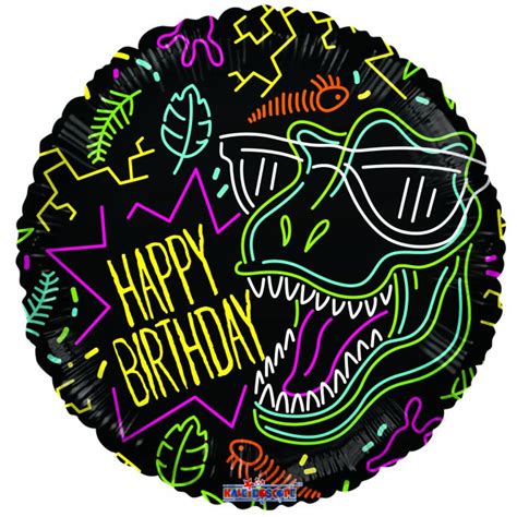 Neon Happy Birthday Dino – Balloons Design and Delivery