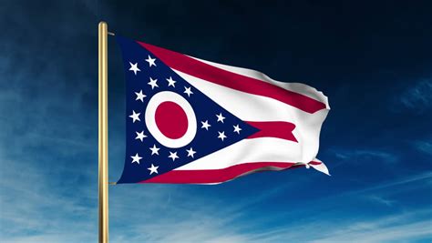 Flag Of Ohio In The Shape Of Ohio State With The USA Flag In The ...