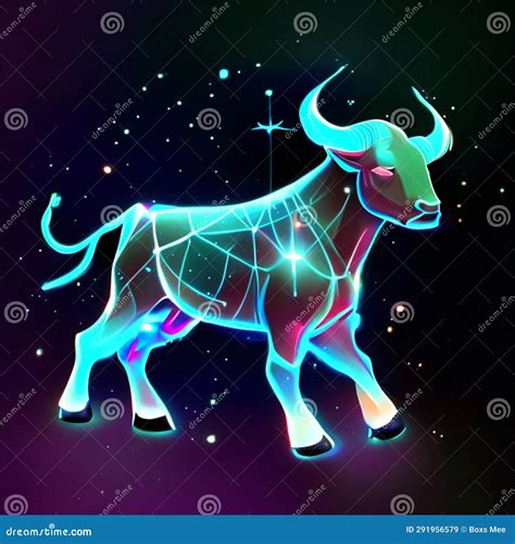 Zodiac Sign of the Ox. Colorful Vector Illustration in Neon Style Stock ...