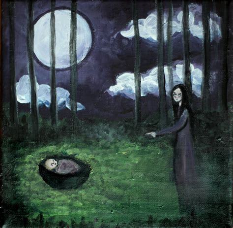 Eerie Forest dark painting creepy art gothic art moon | Etsy