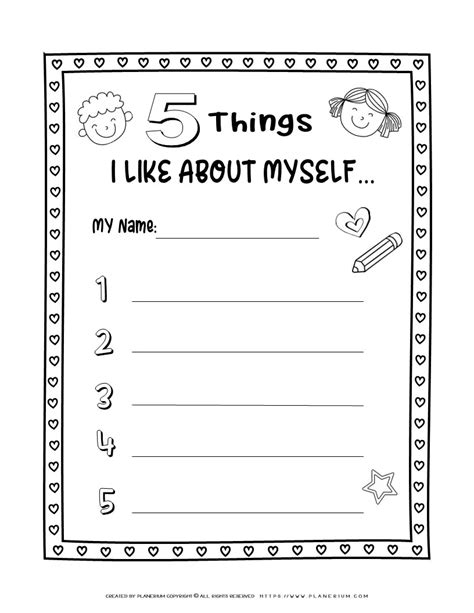 Favorite Things List Worksheet