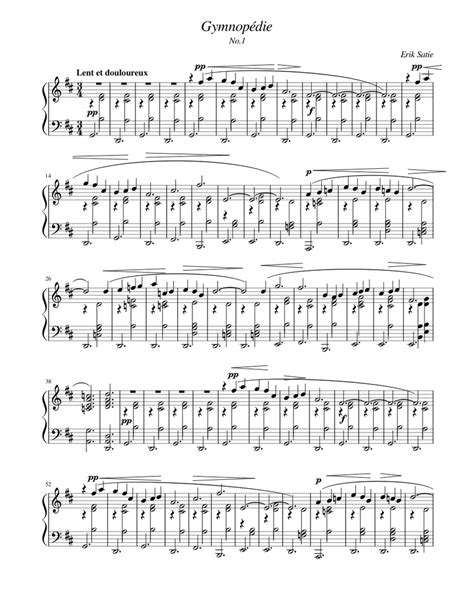 Erik satie - Gymnopedie No.1 Sheet music for Piano (Solo) | Musescore.com