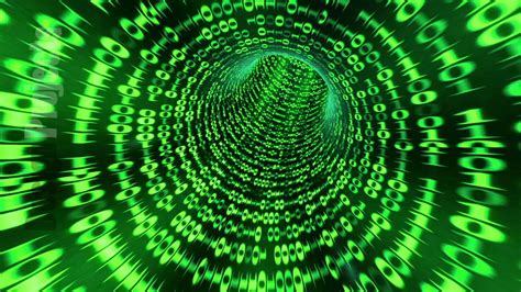 Looping animation of a binary code tunnel - green - YouTube