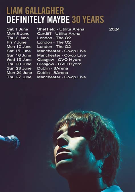 LIAM GALLAGHER Definitely Maybe 2024 UK Tour Poster Print