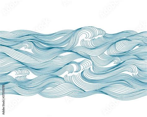 Ocean Wave Drawing, Water Drawing, Line Drawing, Wave Illustration, Pattern Illustration ...