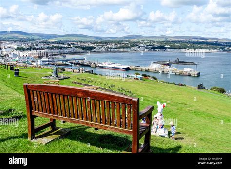 City and port of Douglas, capital of the Isle of Man, seen from the ...