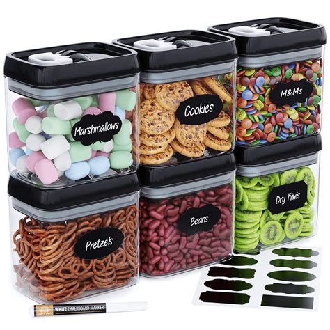 Airtight Food Storage Container Set - Set of 6, All Same Size, Includes Labels & Marker ...