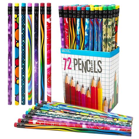 Buy ArtCreativity 72 PC Pencil Assortment for Kids, Fun Assorted Number 2 Pencils, Bulk Wooden ...