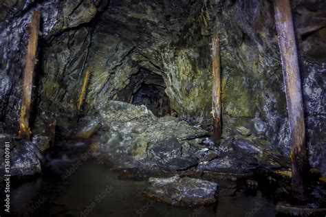 Collapsed and forgotten tunnel of an abandoned coal mine Stock Photo ...