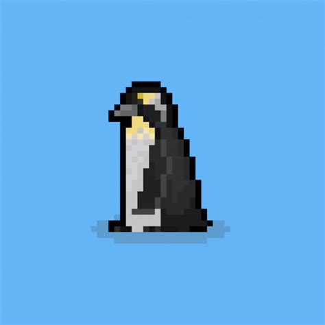 Personaje de pingüino emperador de dibujos animados de pixel art ...