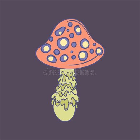 Magic Mushroom. Psychedelic Hallucination. Vector Illustration in Pastel Colors Isolated Stock ...