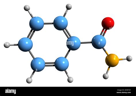 3D image of Benzamide skeletal formula - molecular chemical structure ...