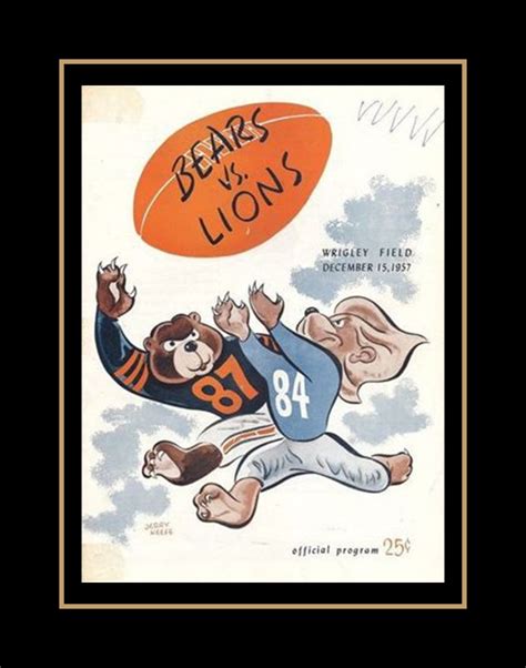 Vintage 1957 Chicago Bears Memorabilia Poster, 1950s Pro Football Wall ...